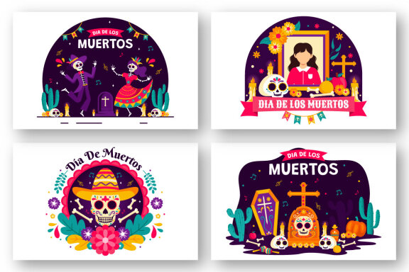13 Dia de Muertos FREE Illustrations