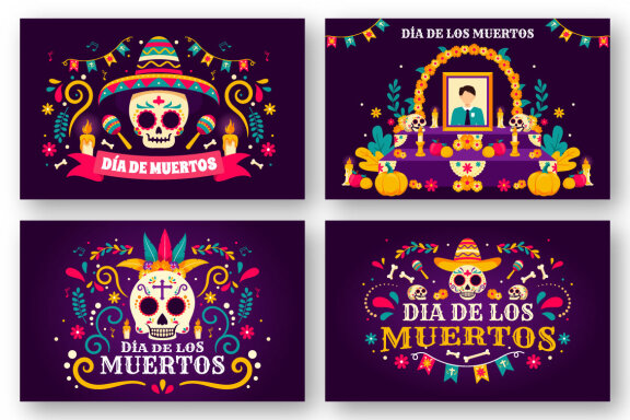 13 Dia de Muertos FREE Illustrations