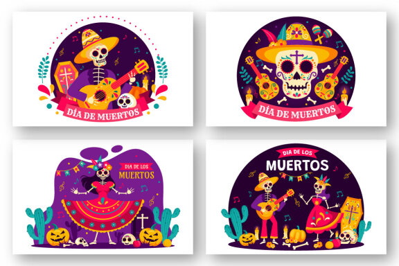 13 Dia de Muertos FREE Illustrations