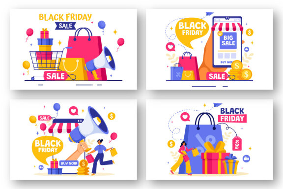 12 Black Friday Sale Event Illustration
