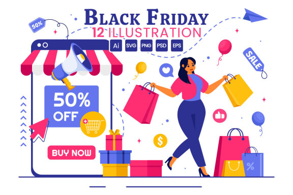 12 Black Friday Sale Event Illustration