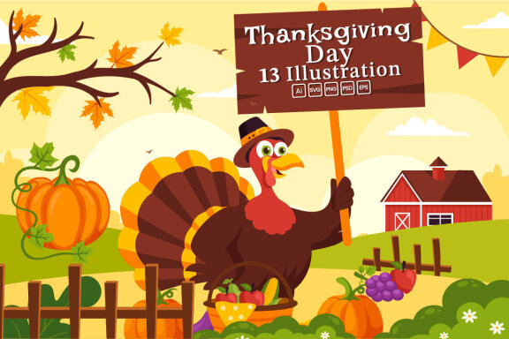 13 Happy Thanksgiving Day Illustration