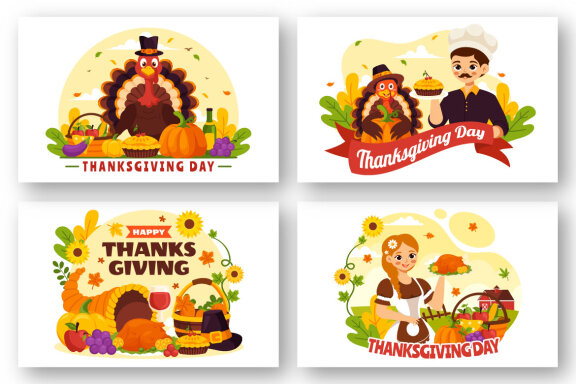 13 Happy Thanksgiving Day Illustration