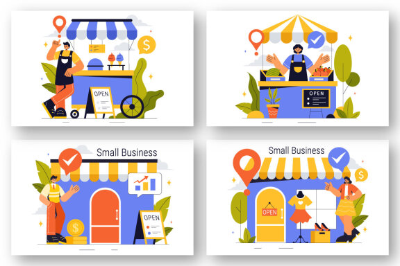 9 Small Business FREE Vector Illustrations