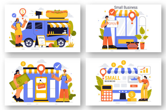 9 Small Business FREE Vector Illustrations