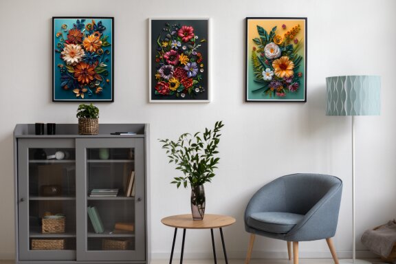 3d Flower Wall Art Poster Bundle