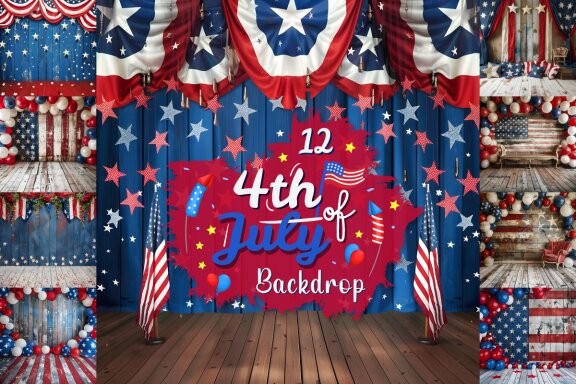 4th of July Digital Backdrop Bundle