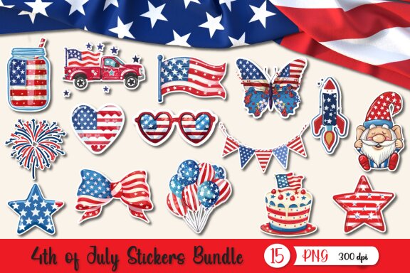 4th of July Stickers Bundle