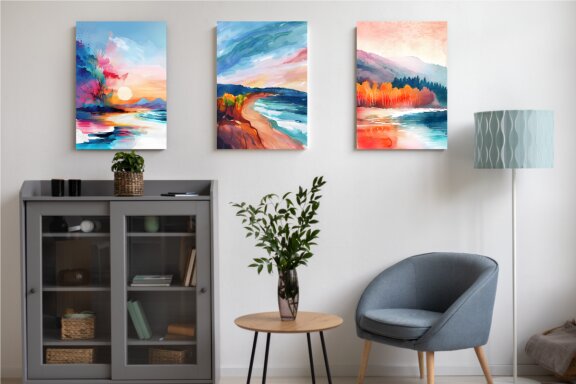 Abstract Watercolor Landscape Wall Art Poster Bundle
