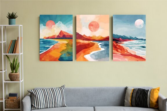 Abstract Watercolor Landscape Wall Art Poster Bundle