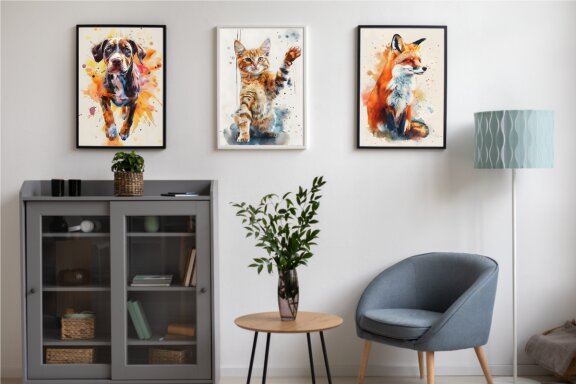 Watercolor Animal Wall Art Poster Bundle