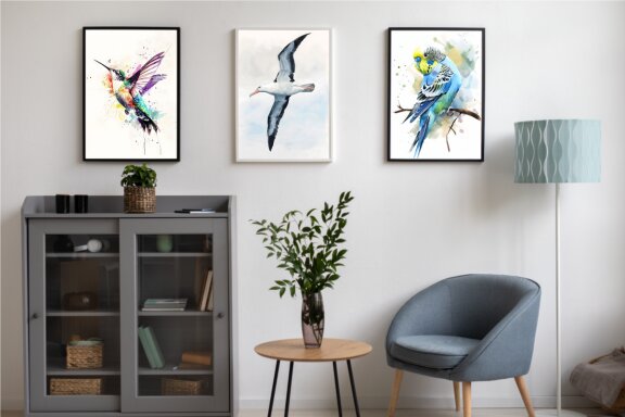 Watercolor Bird Wall Art Poster Bundle
