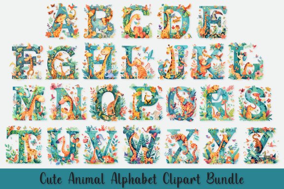 Cute Animal Alphabet Clipart Bundle