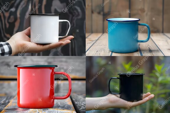 Enamel Camping Mug Mockup Bundle