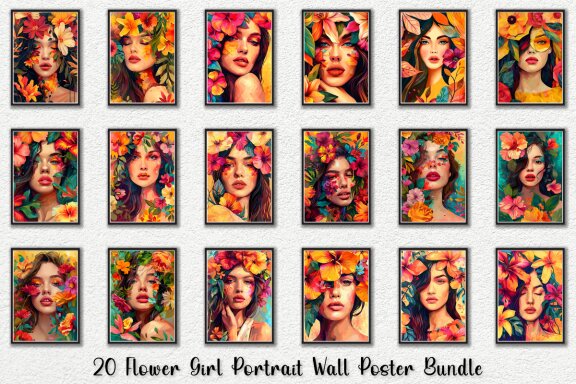 Flower Girl Portrait Wall Art Poster Bundle