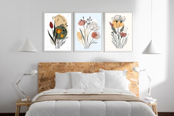 Minimalist Flower Line Art Wall Poster Bundle