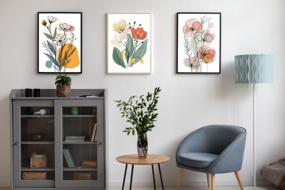 Minimalist Flower Line Art Wall Poster Bundle