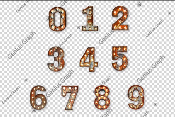 Rusted Old Metal Alphabet Clipart Bundle