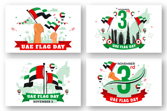 12 United Arab Emirates Flag Day Illustration