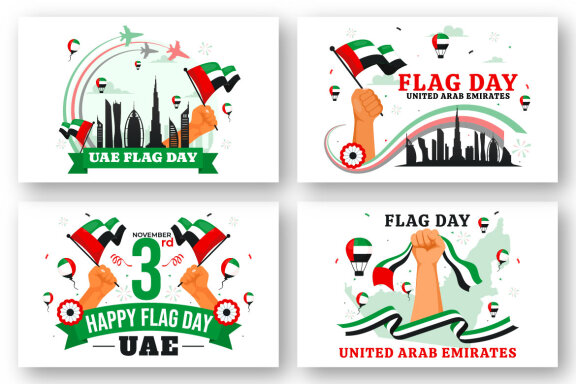 12 United Arab Emirates Flag Day Illustration