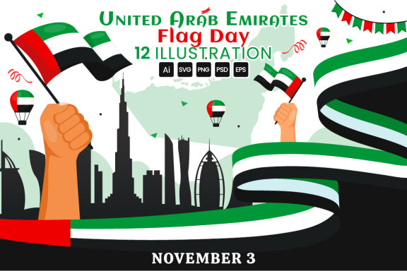 12 United Arab Emirates Flag Day Illustration