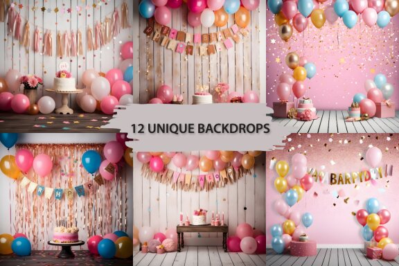 Happy Birthday Digital Backdrop Bundle