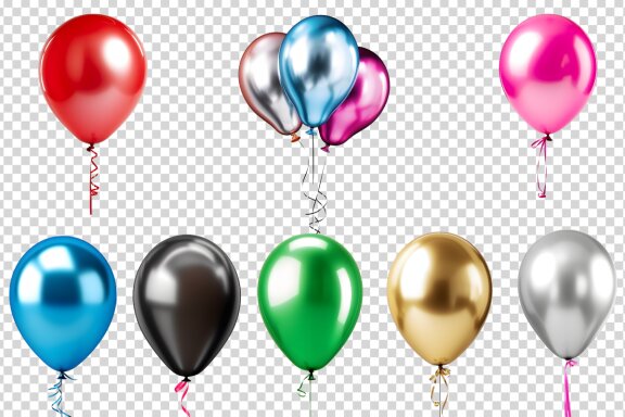 Colorful Birthday Balloon Clipart Bundle