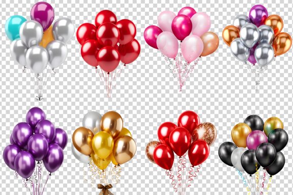 Colorful Birthday Balloon Clipart Bundle