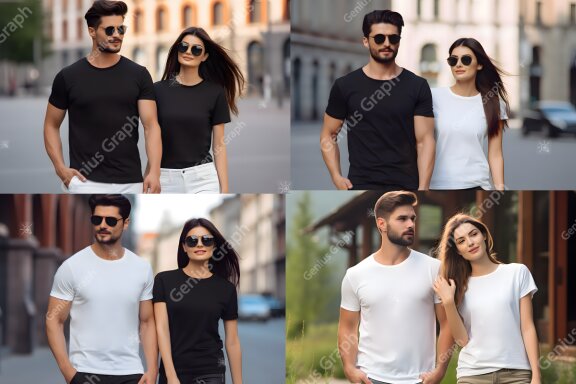 POD Marketing Couple T-Shirt Mockup Bundle