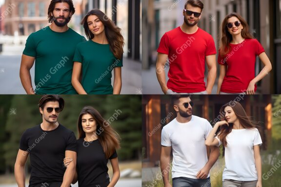 POD Marketing Couple T-Shirt Mockup Bundle