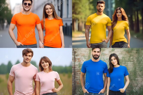 POD Marketing Couple T-Shirt Mockup Bundle