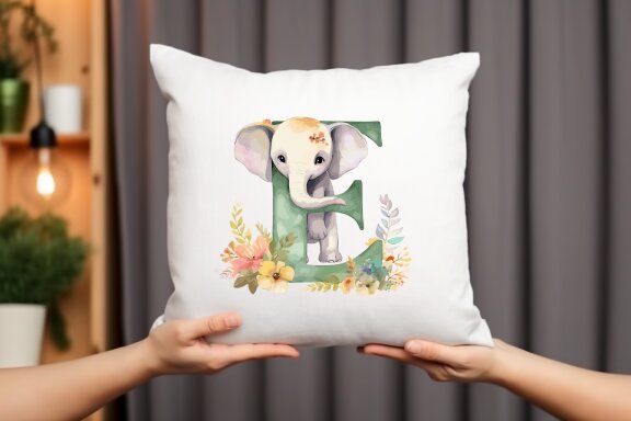 Floral Alphabet with Cute Animal Clipart Bundle