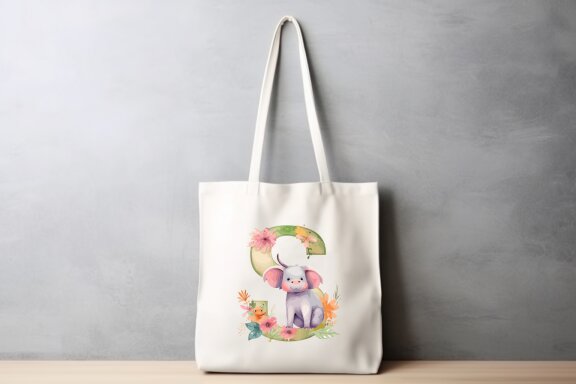 Floral Alphabet with Cute Animal Clipart Bundle