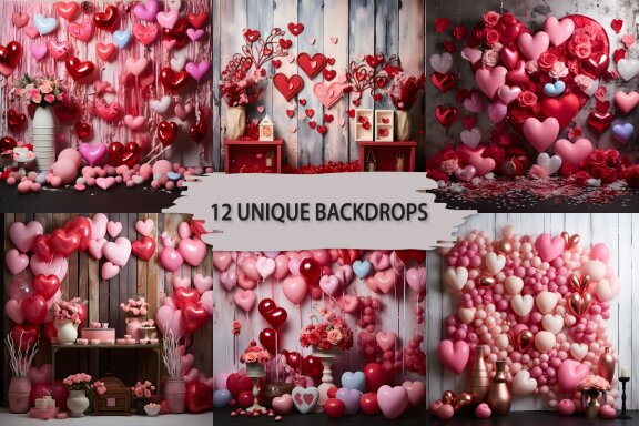 Valentine's Day Digital Backdrop Bundle