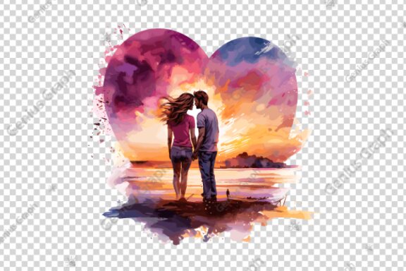 Valentine Heart Shape Couple Clipart Bundle