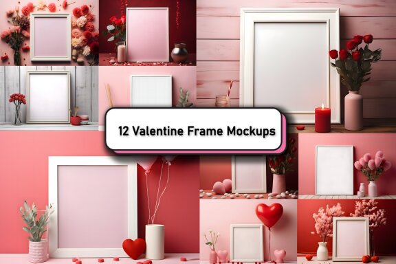 Valentine Wall Art Frame Mockup Bundle