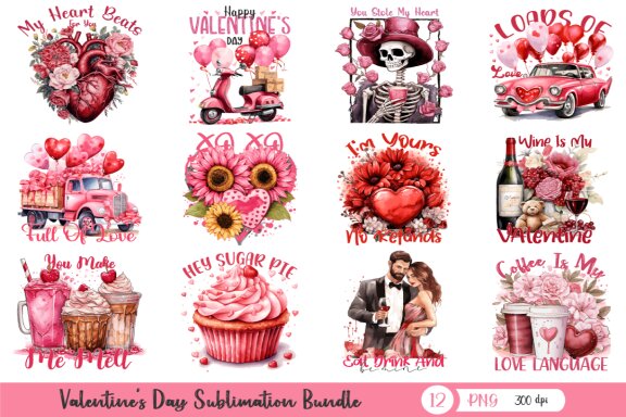 Valentine's Day PNG Sublimation Bundle