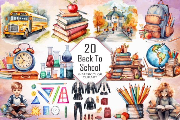 Back to School Sublimation Clipart Bundle