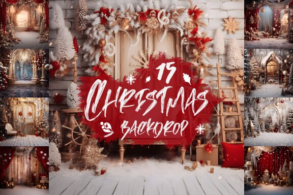 Cozy Christmas Digital Backdrop Bundle