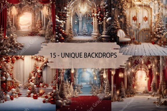 Cozy Christmas Digital Backdrop Bundle