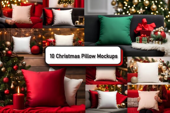 Cozy Christmas Pillow Mockup Bundle