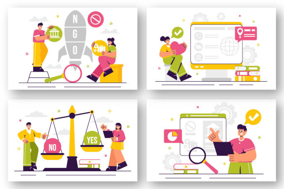 13 NGO or Non Governmental Organization Illustration