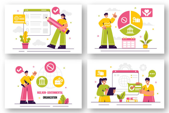 13 NGO or Non Governmental Organization Illustration