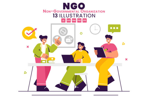13 NGO or Non Governmental Organization Illustration