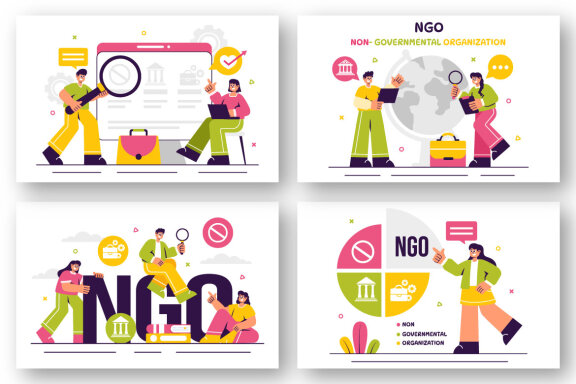 13 NGO or Non Governmental Organization Illustration