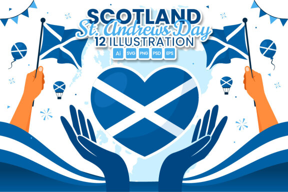 12 St Andrew Day Illustration