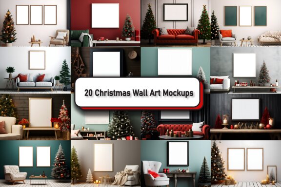 Cozy Christmas Wall Art Mockup Bundle