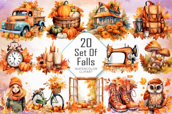 Fall Season Sublimation Clipart Bundle