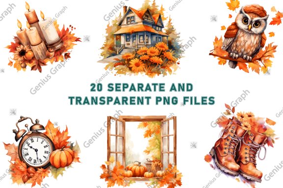 Fall Season Sublimation Clipart Bundle