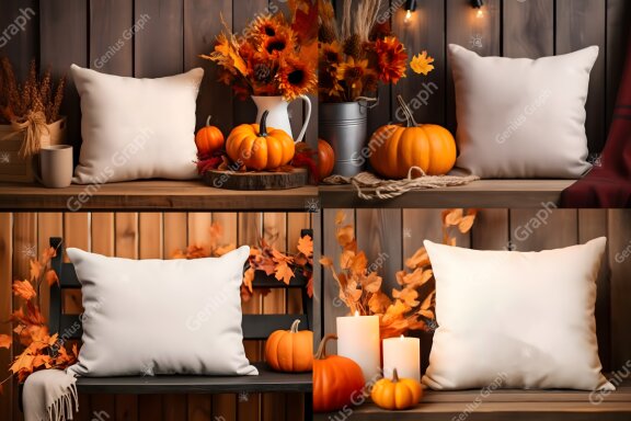 Fall Autumn Throw Pillow Mockup Bundle